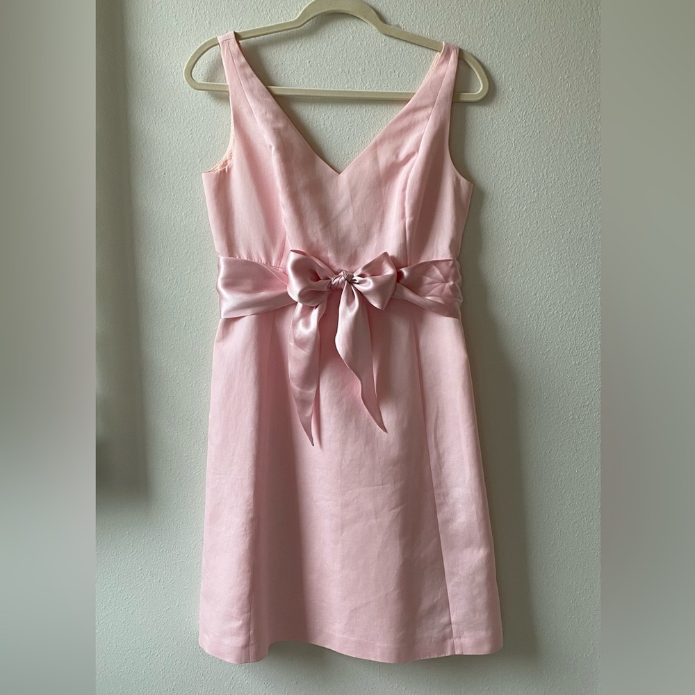 J. Crew pink sleeveless dress with detachable satin ribbon at waist 8P